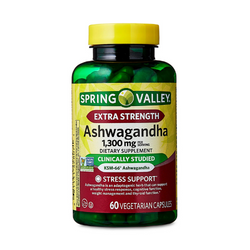 Spring Valley Extra Strength Ashwagandha 1300 mg, 60 Veg Capsules Stress & Wellness