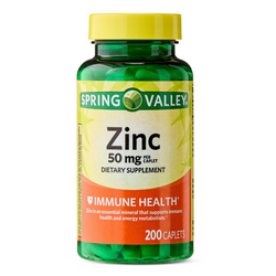 Spring Valley Zinc 50mg for Immune Health, 200 Caplets