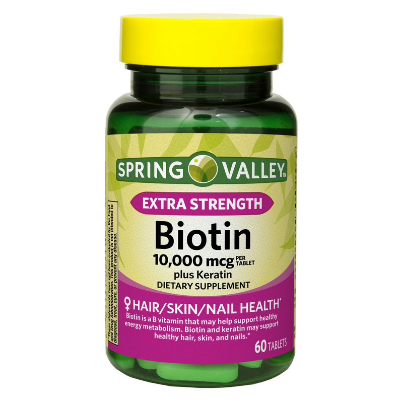 Spring Valley Extra Strength Biotin & Keratin 10,000mcg, 60 Tablets