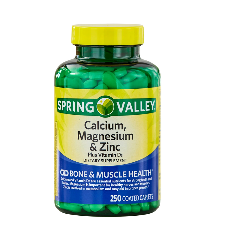 Spring Valley Calcium, Magnesium & Zinc + Vitamin D3, 250 Caplets