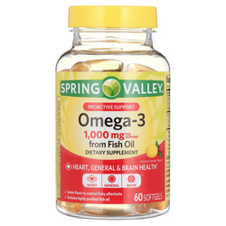 Spring Valley Omega-3 Fish Oil 1000mg, 60 Softgels