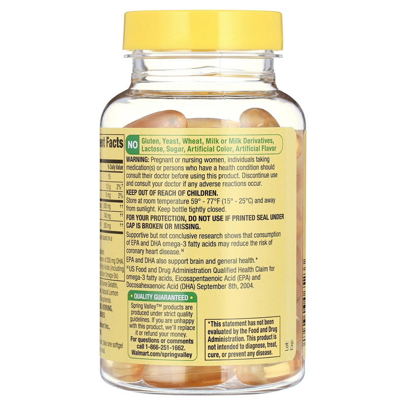 Spring Valley Omega-3 Fish Oil 1000mg, 60 Softgels